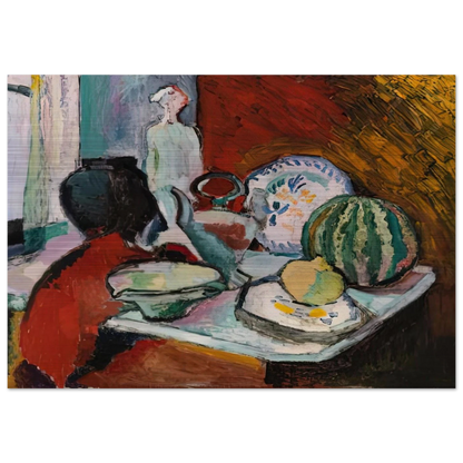 DISHES AND MELON 1907 - Henri Matisse Brushed Aluminum Print - 70x100 cm / 28x40 inches | Henri Matisse Aluminum Print | Henri Matisse Prints