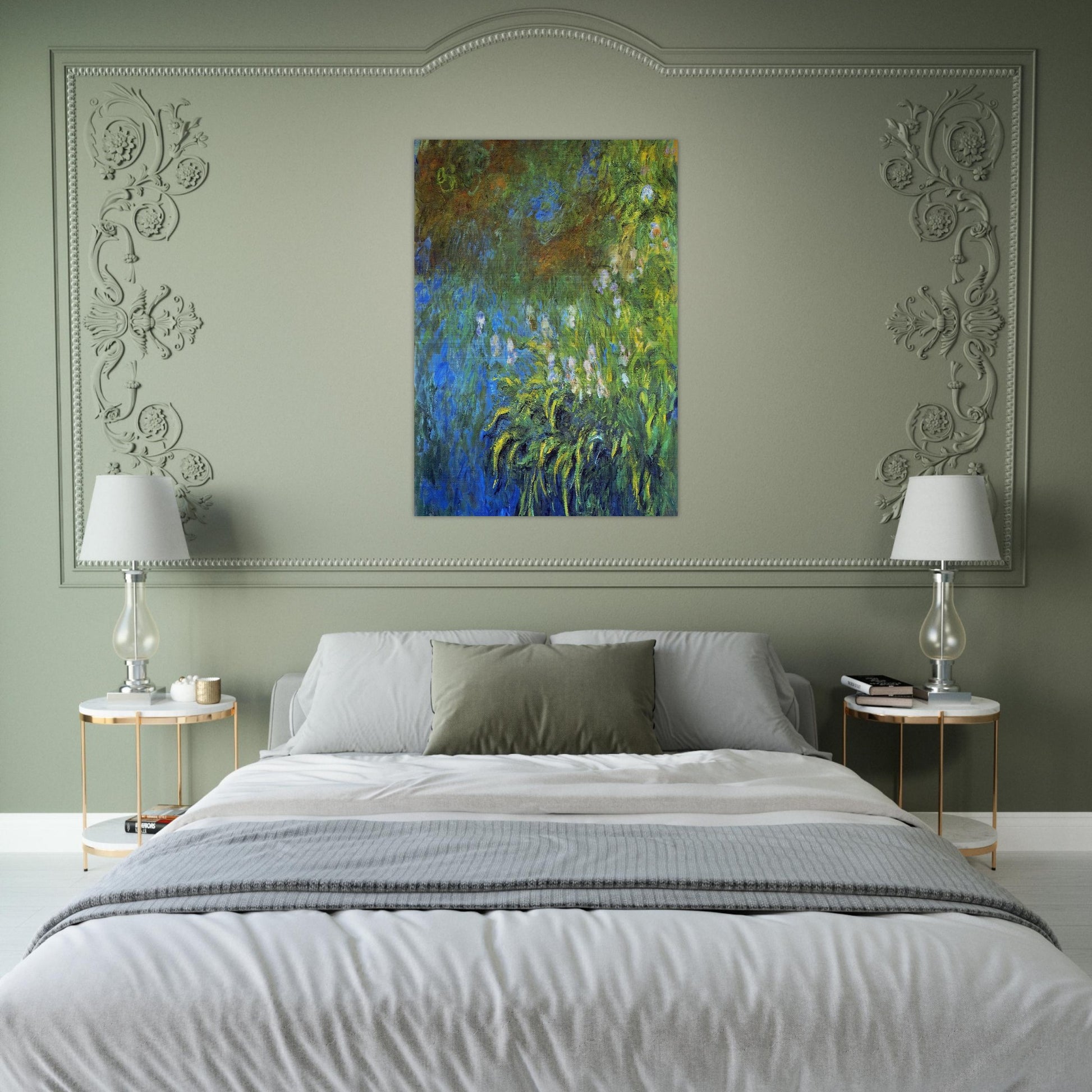 Iris at the Sea-Rose Pond - claude monet Brushed Aluminum Print - 70x100 cm / 28x40 inches | claude monet Aluminum Print | claude monet Prints