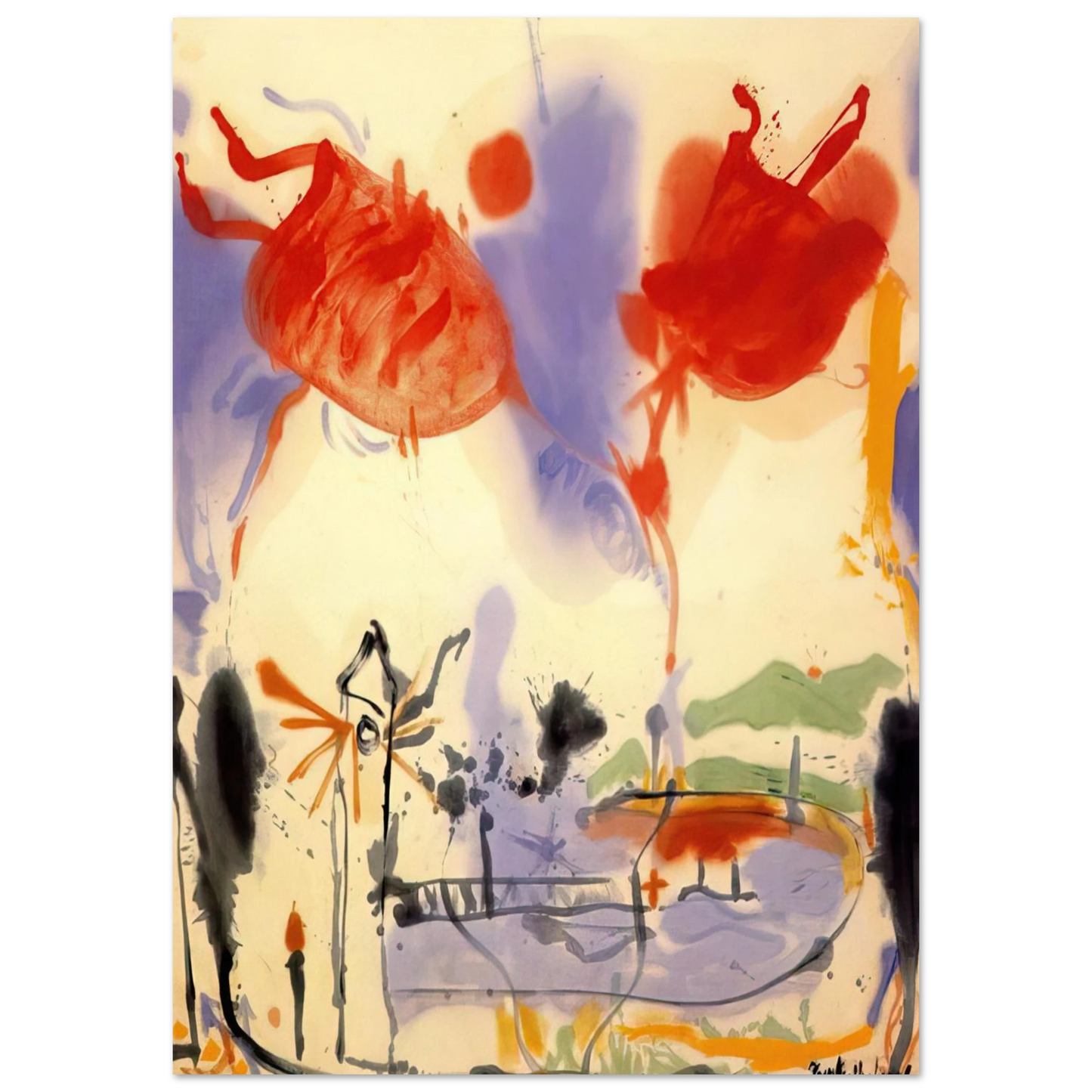 Helen Frankenthaler - Round Trip - 1957 Wall art - 13x18 cm / 5x7 inches - Premium Wooden Framed Poster With Fine Art Paper-canvas - White frame