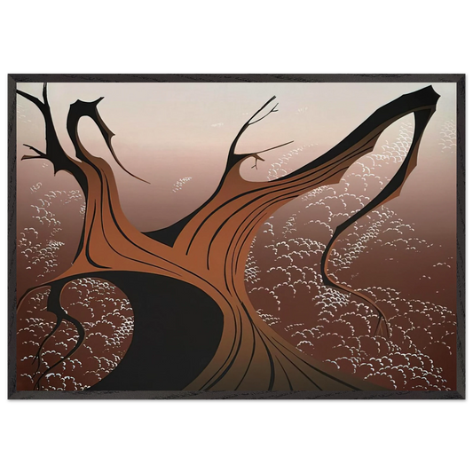 Brown Tree - Eyvind Earle 70x100 cm / 28x40 inches Framed Art Print – Black Wooden Frame