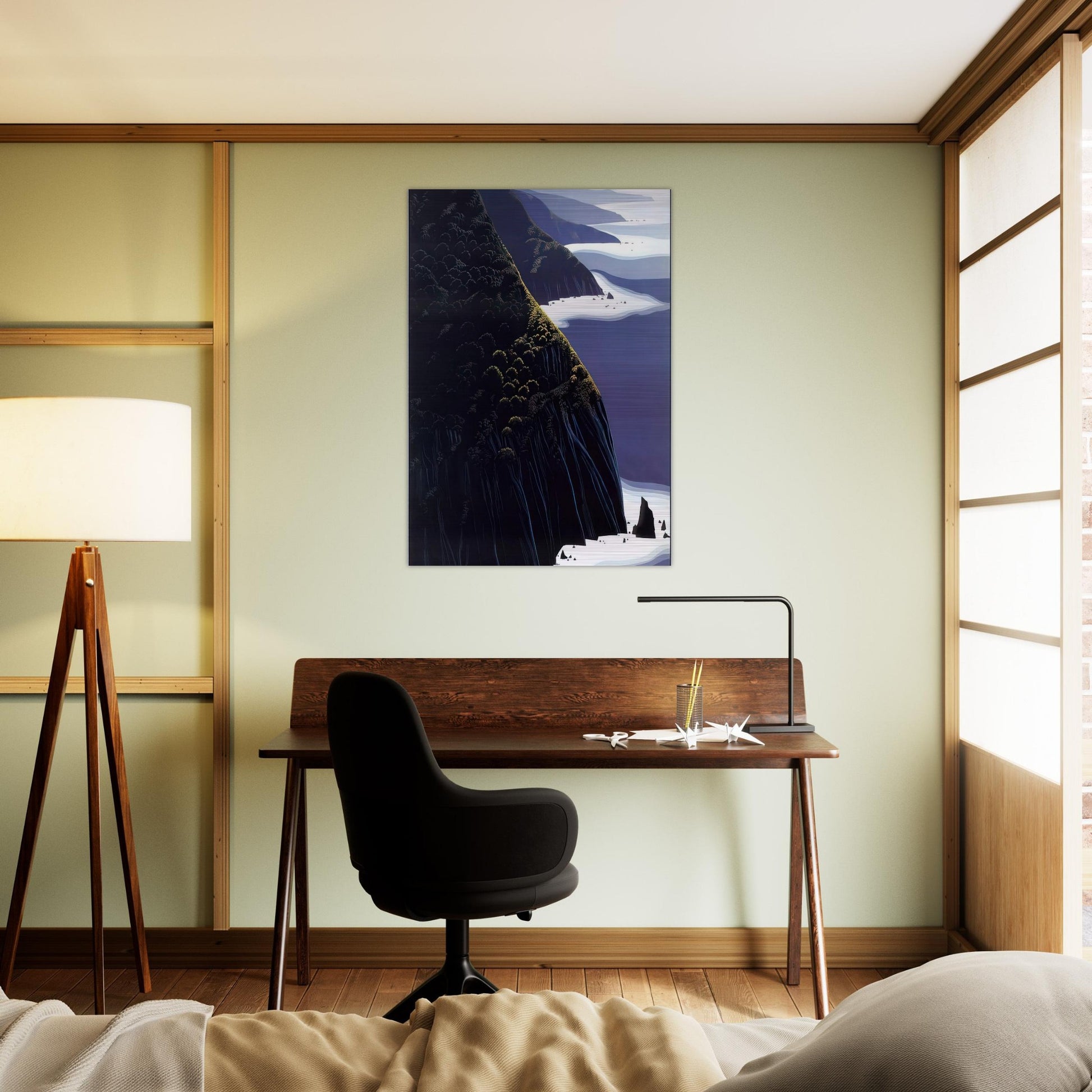 Gray Big Sur - Eyvind Earle Brushed Aluminum Print - 70x100 cm / 28x40 inches | Eyvind Earle Aluminum Print | Eyvind Earle Prints