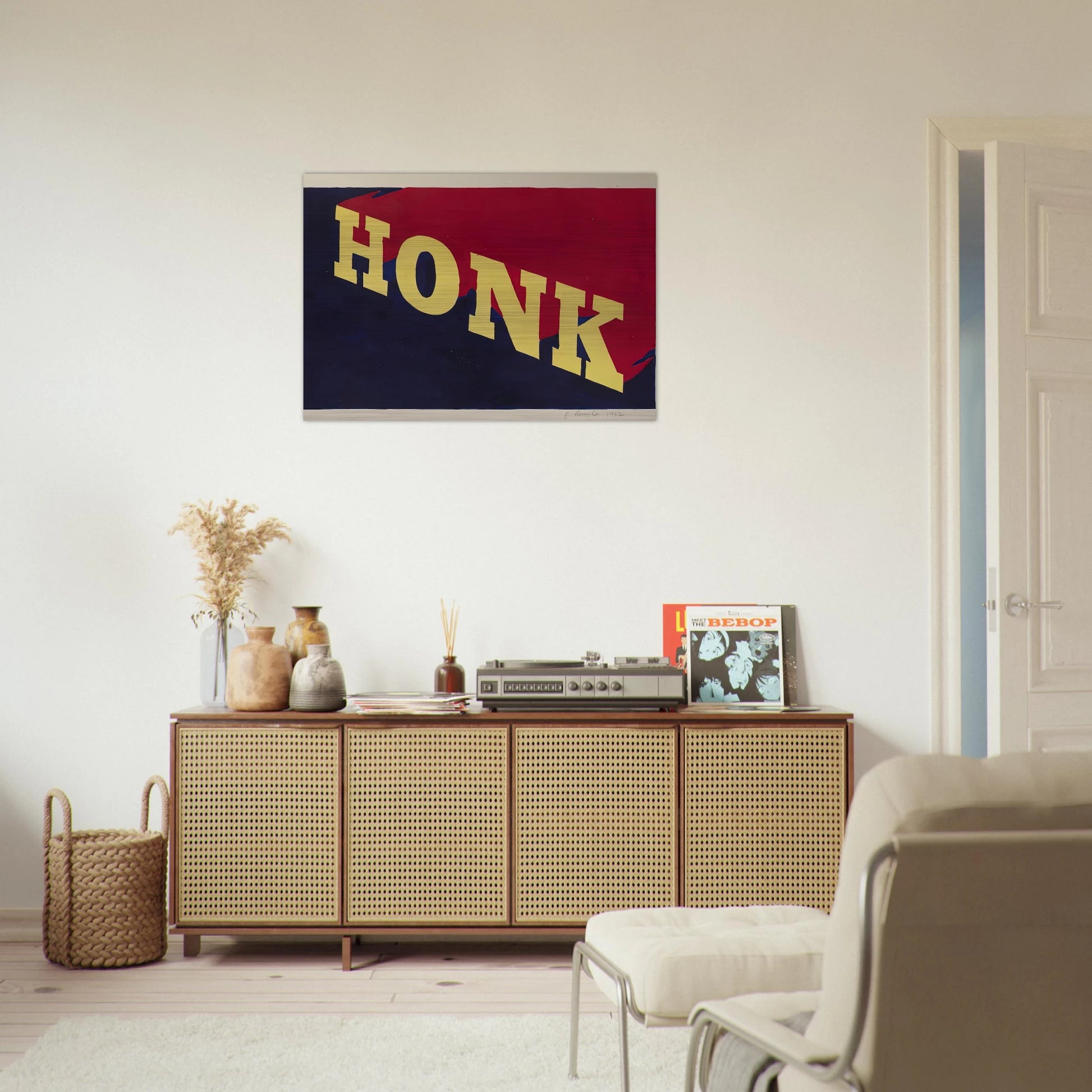HONK 1962 - Edward Ruscha Brushed Aluminum Print - 70x100 cm / 28x40 inches | Edward Ruscha Aluminum Print | Edward Ruscha Prints