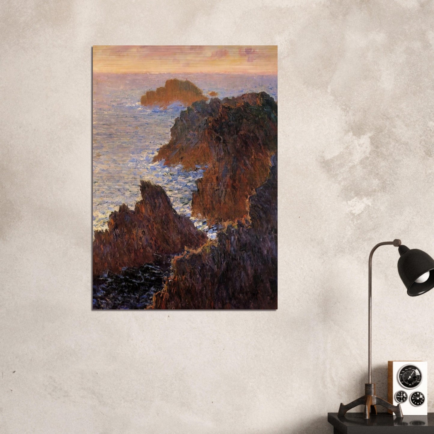 Rocks at Belle-Ile, Port-Domois - claude monet Brushed Aluminum Print - 70x100 cm / 28x40 inches | claude monet Aluminum Print | claude monet Prints