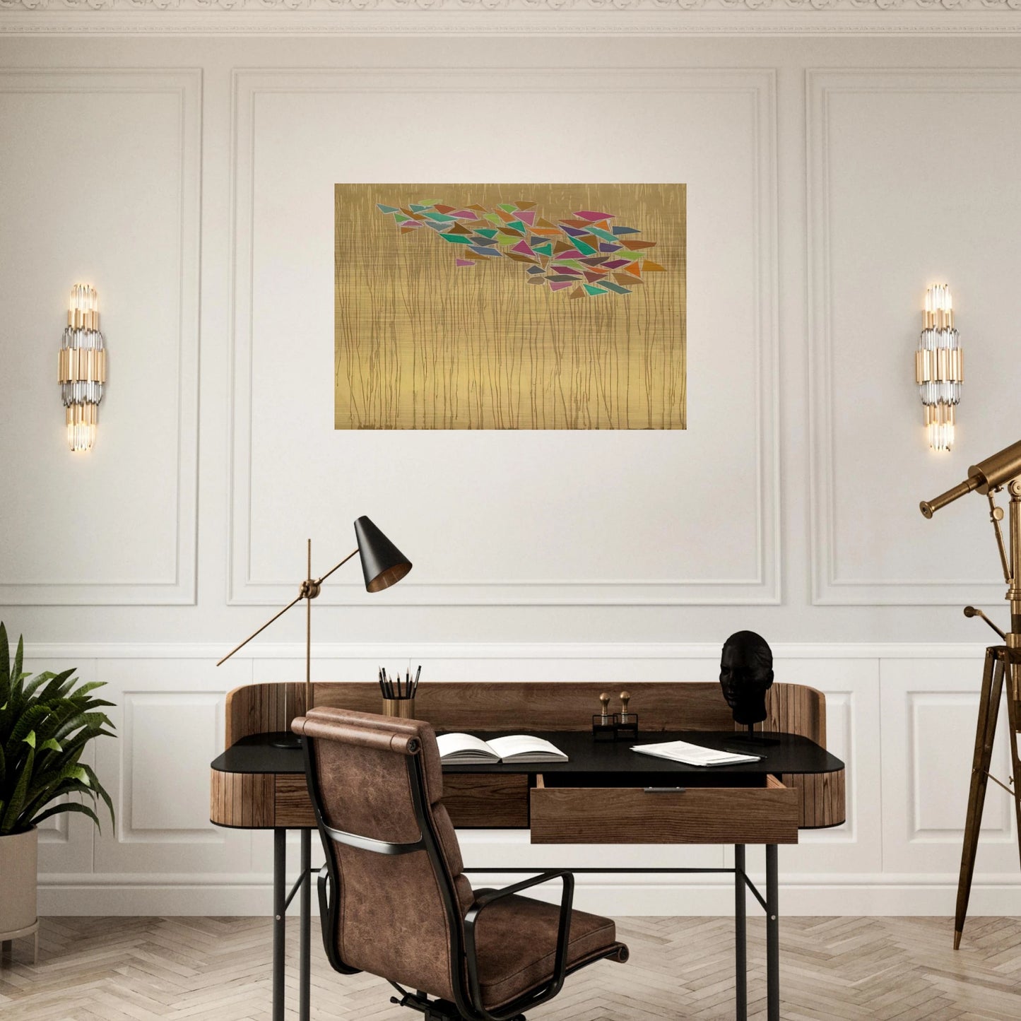 Colors on Tan - 1975 - Robert Goodnough Brushed Aluminum Print - 70x100 cm / 28x40 inches | Robert Goodnough Aluminum Print | Robert Goodnough Prints