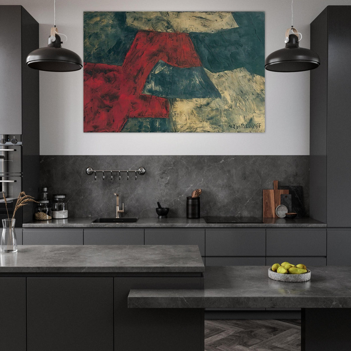 Composition - 1958 - Serge Poliakoff Art Prints - 100x150 cm / 40x60″ inches | Serge Poliakoff Poster | Serge Poliakoff Prints