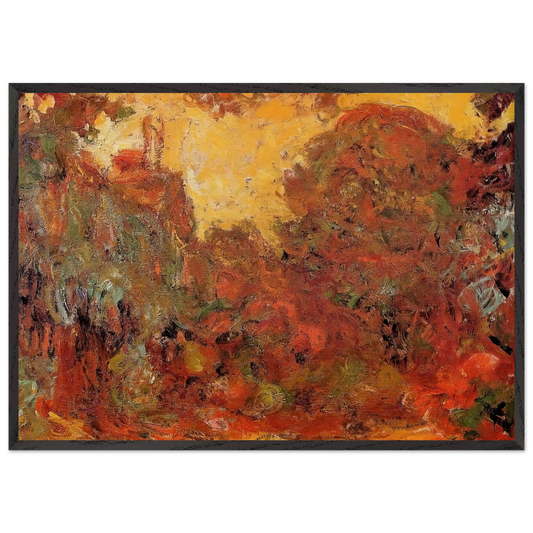 The House Seen from the Rose Garden - claude monet 70x100 cm / 28x40 inches Framed Art Print – Black Wooden Frame
