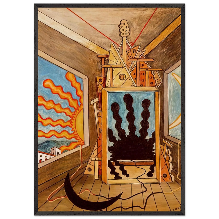 METAPHYSICAL INTERIOR WITH SUN WHICH DIES 1971 - Giorgio de Chirico 70x100 cm / 28x40 inches Framed Art Print – Black Wooden Frame