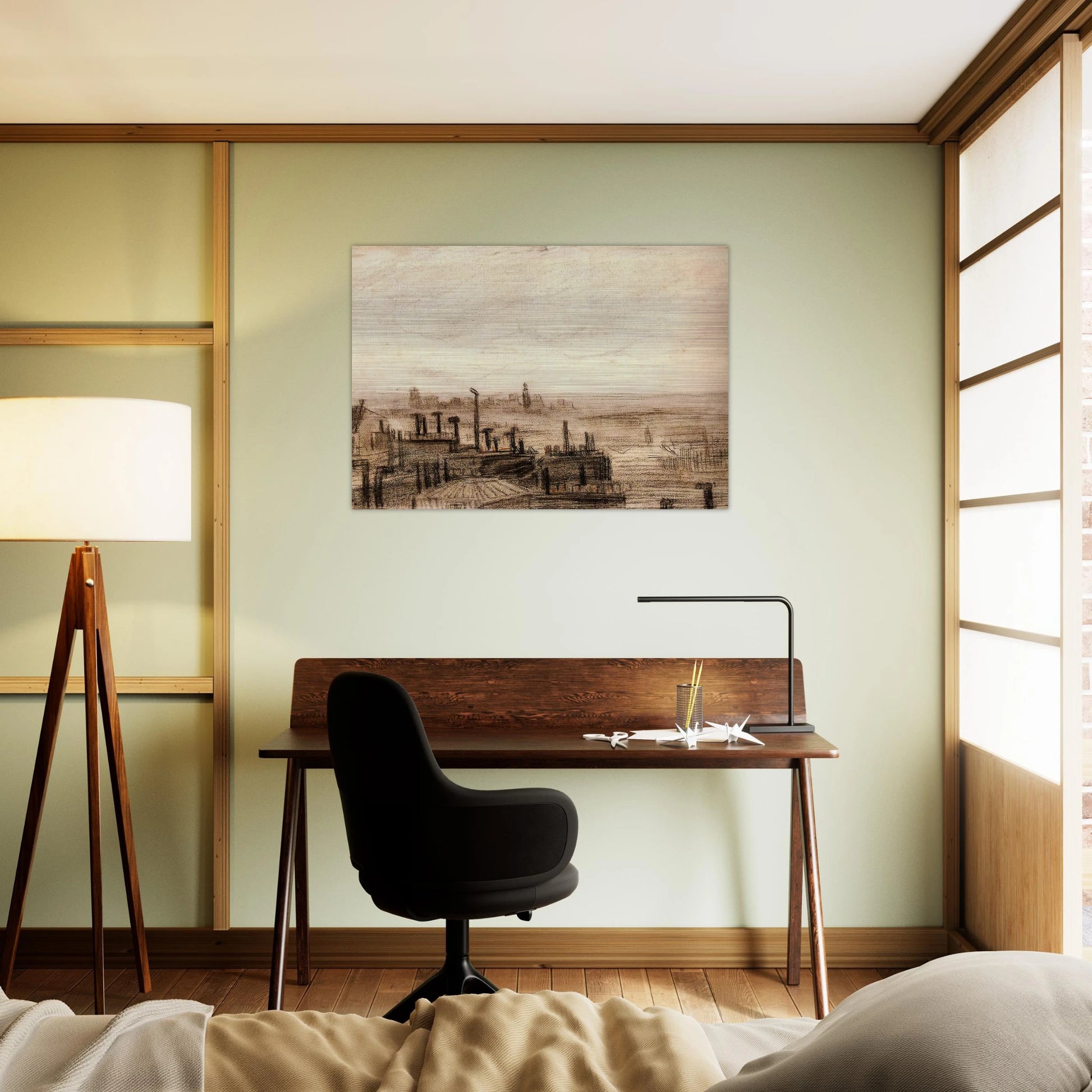 View of Paris, with the Hôtel de Ville and the Tour-Saint-Jacques - Vincent van Gogh Brushed Aluminum Print - 70x100 cm / 28x40 inches | Vincent van Gogh Aluminum Print | Vincent van Gogh Prints