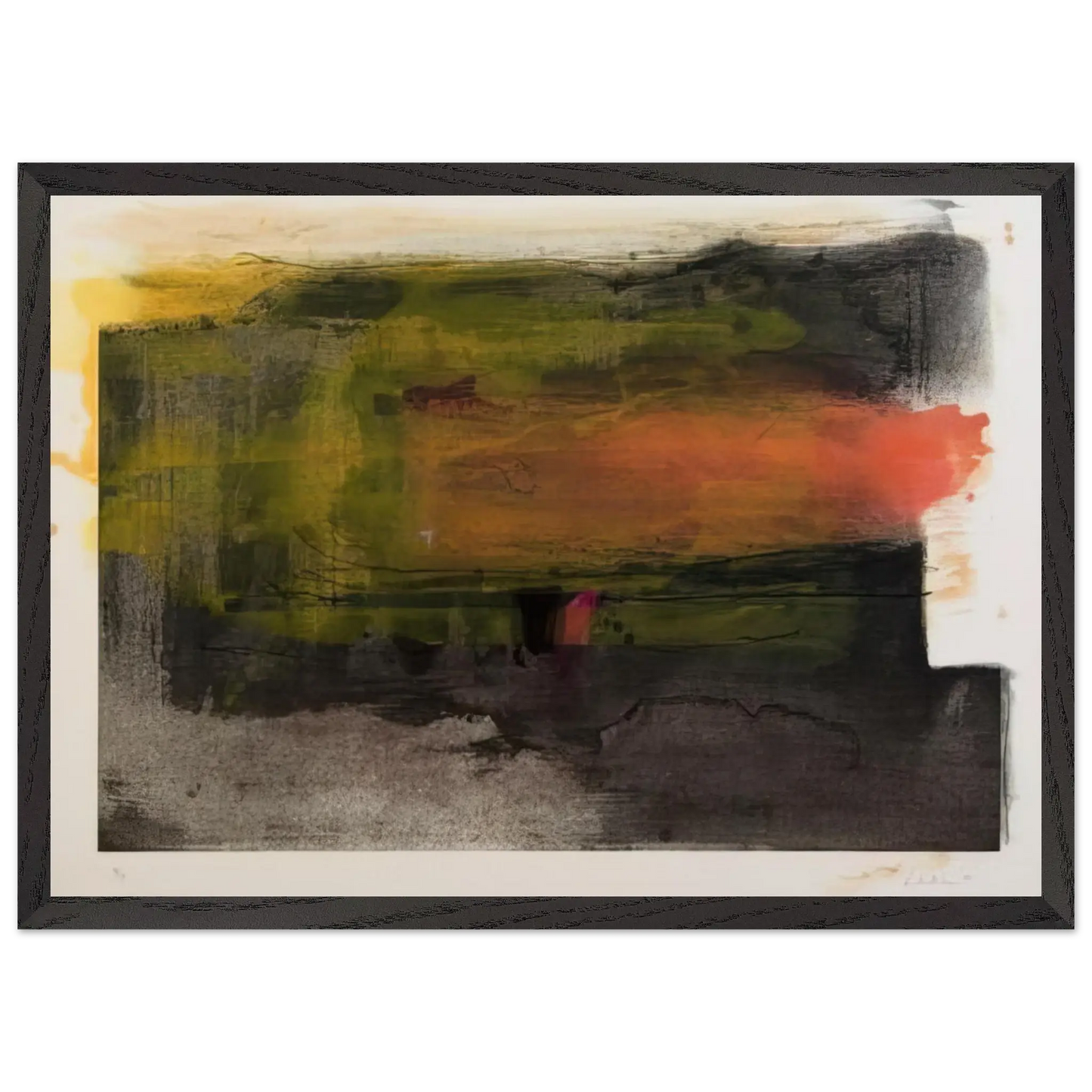 Helen Frankenthaler - Deep Sun - 1983 Wall art - 13x18 cm / 5x7 Inches - Premium Wooden Framed Poster With Fine Art Paper - White frame