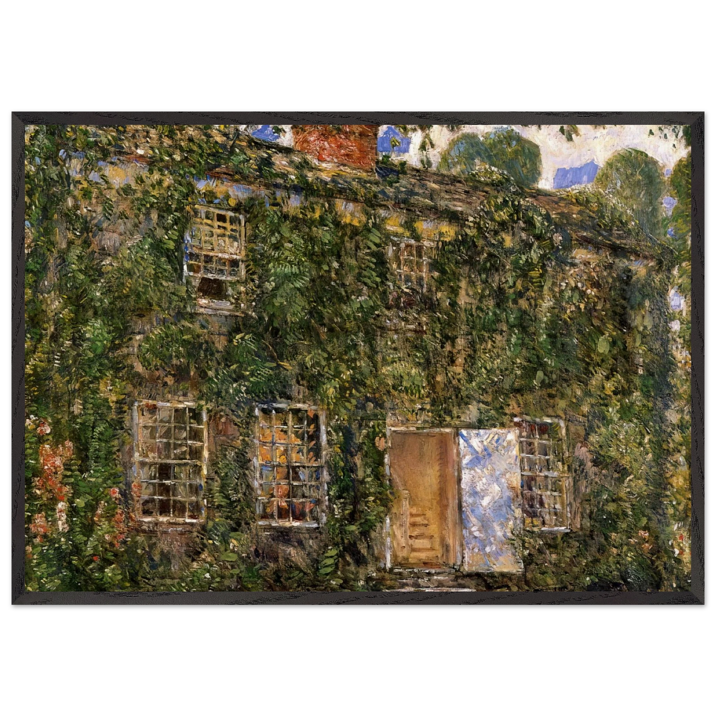 Home Sweet Home Cottage East Hampton - Childe Hassam 70x100 cm / 28x40 inches Framed Art Print – Black Wooden Frame