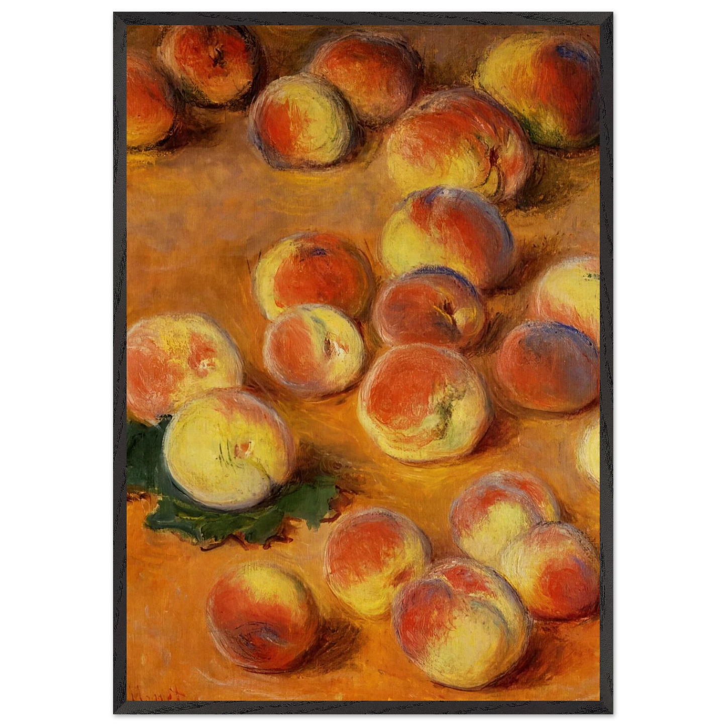 Peaches N1 - claude monet 70x100 cm / 28x40 inches Framed Art Print – Black Wooden Frame