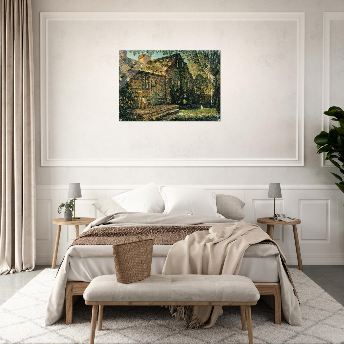 Little Old Cottage, Egypt Lane, East Hampton - Childe Hassam Acrylic Print - 70x100 cm / 28x40″ inches | Childe Hassam Wall Art | Childe Hassam Prints