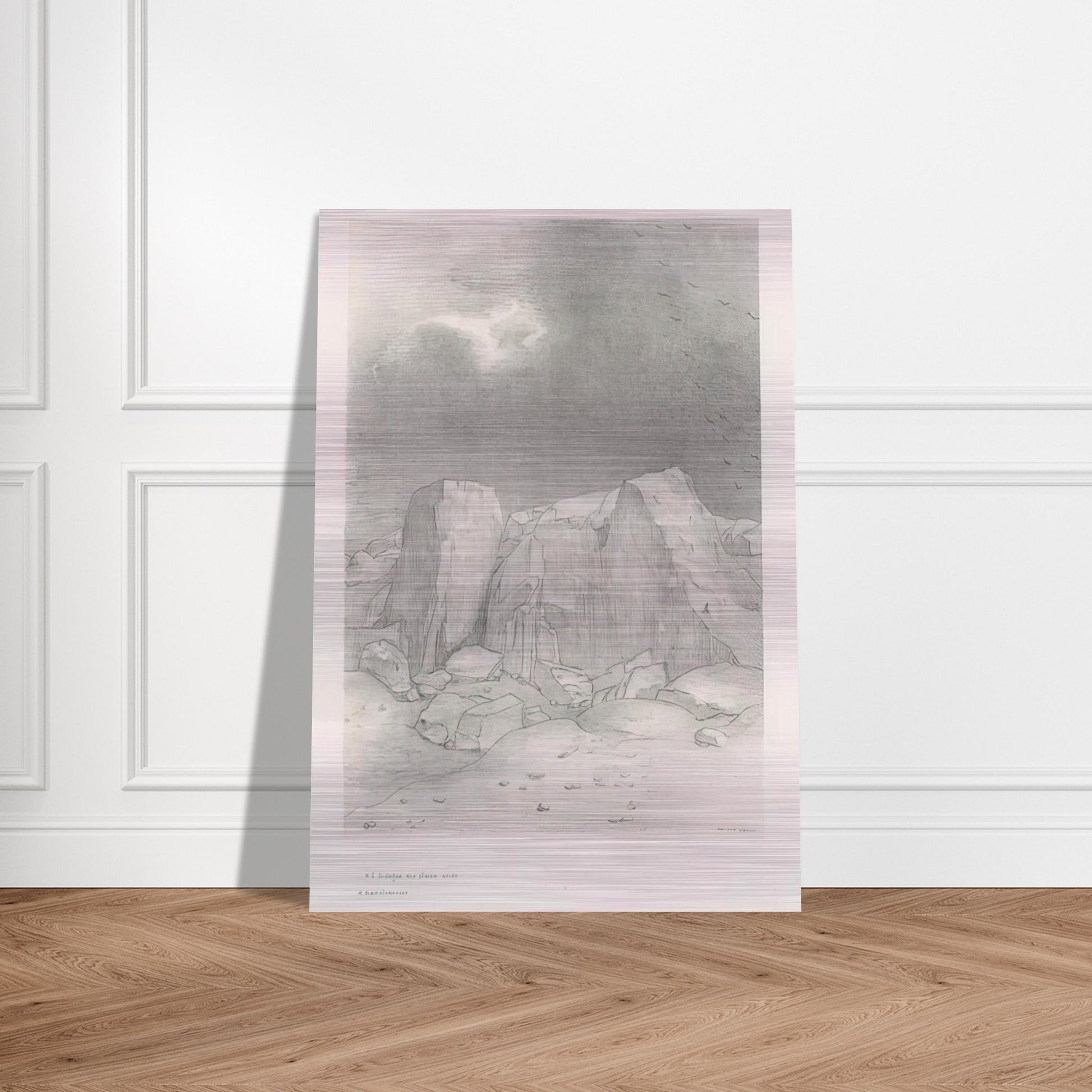 AND HE DISCERNS AN ARID KNOLL COVERED PLAIN PLATE 7 1896 - Odilon Redon Brushed Aluminum Print - 70x100 cm / 28x40 inches | Odilon Redon Aluminum Print | Odilon Redon Prints