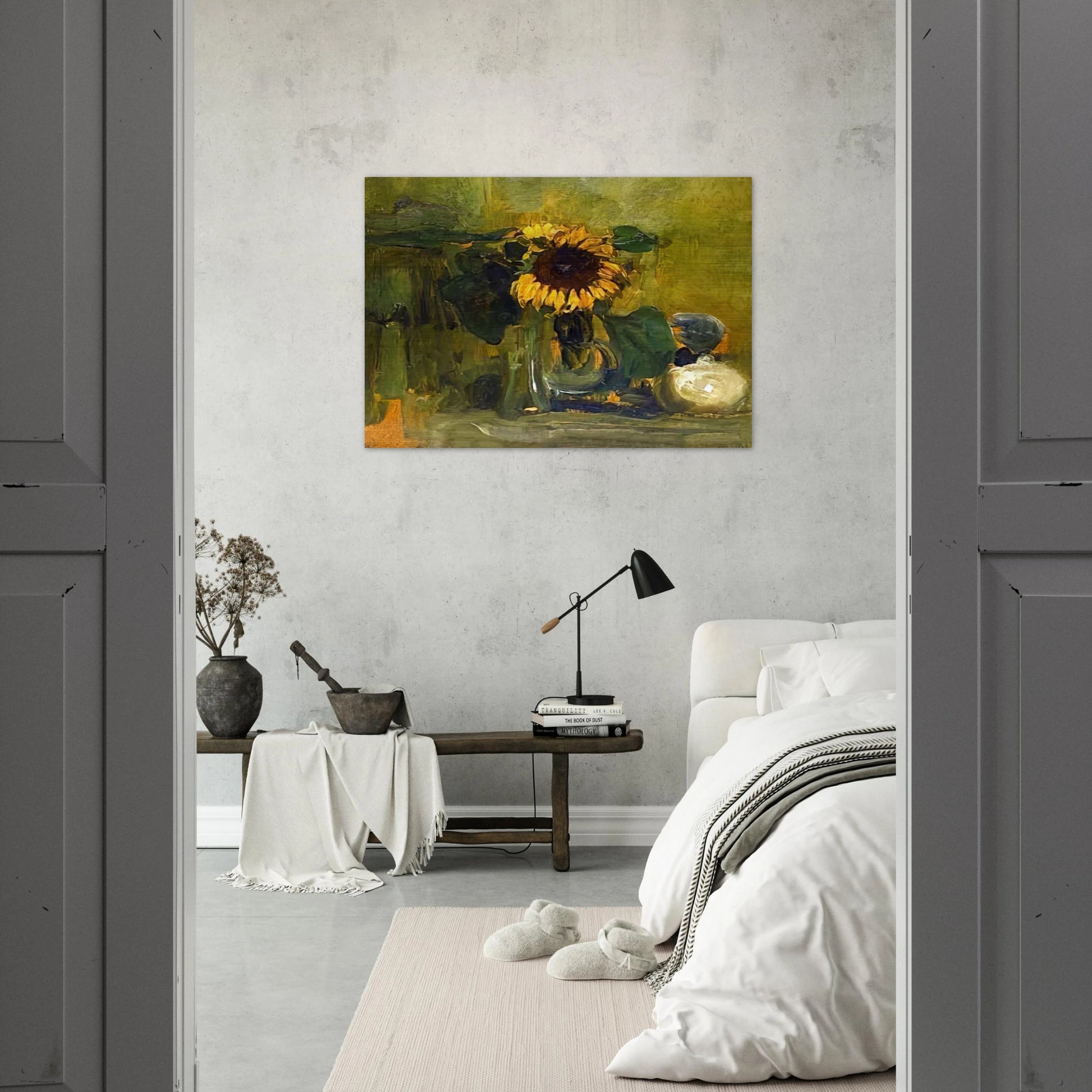 Still life with Sunflower - Piet Mondrian Brushed Aluminum Print - 70x100 cm / 28x40 inches | Piet Mondrian Aluminum Print | Piet Mondrian Prints