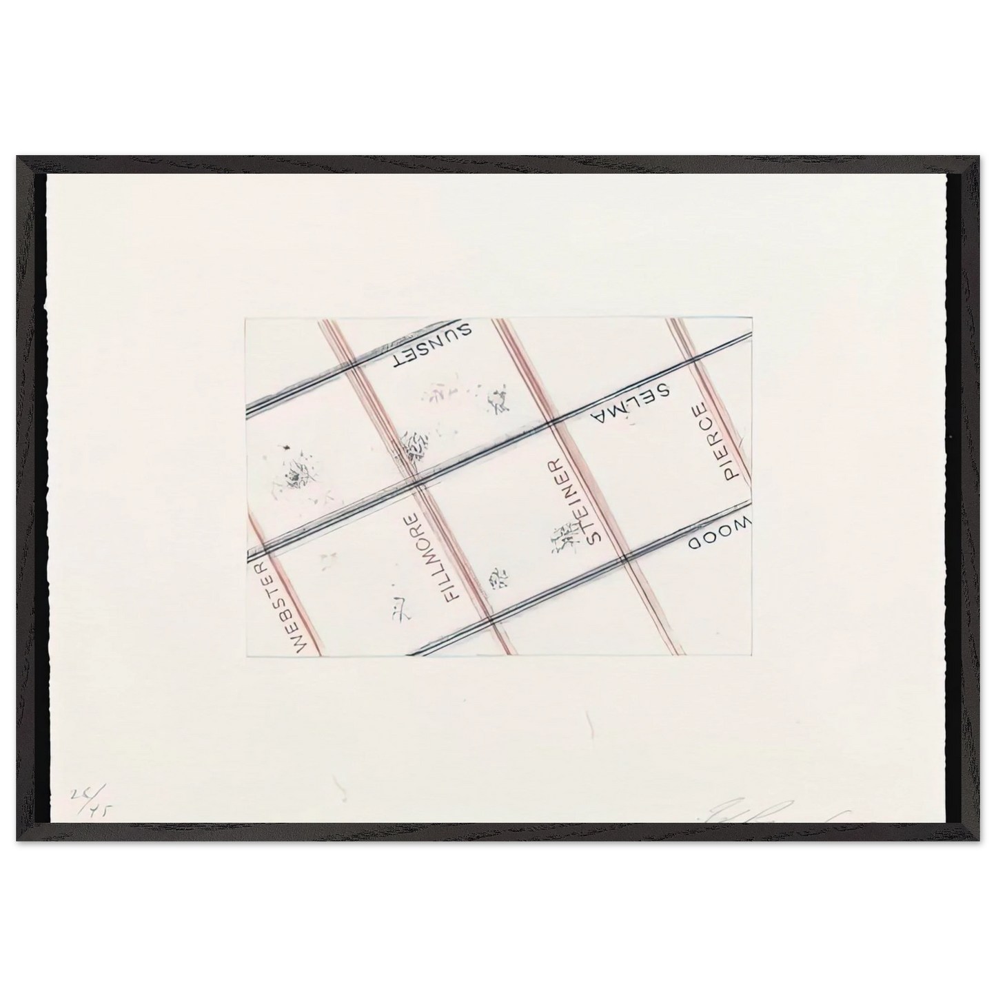 PIERCE FROM LOS FRANCISCO SAN ANGELES PORTFOLIO - Edward Ruscha 70x100 cm / 28x40 inches Framed Art Print – Black Wooden Frame