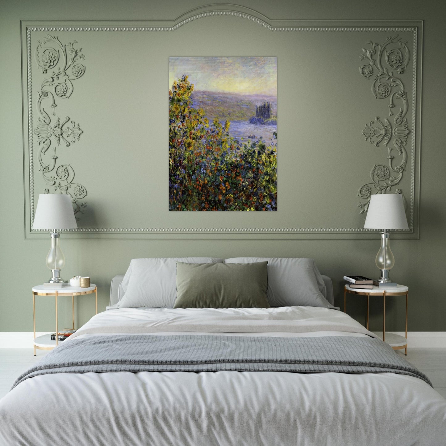 Flowers Beds at Vetheuil - claude monet Brushed Aluminum Print - 70x100 cm / 28x40 inches | claude monet Aluminum Print | claude monet Prints