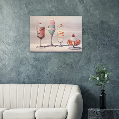 Four Sundaes - Pop Art - Wayne Thiebaud Brushed Aluminum Print - 70x100 cm / 28x40 inches | Wayne Thiebaud Aluminum Print | Wayne Thiebaud Prints