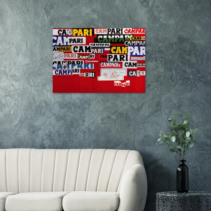 Campari - 1965 - Bruno Munari Brushed Aluminum Print - 70x100 cm / 28x40 inches | Bruno Munari Aluminum Print | Bruno Munari Prints
