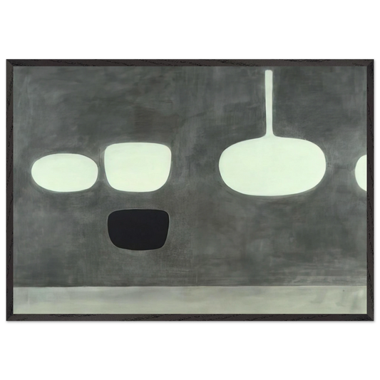 Grey Still Life - 1969 - William Scott 70x100 cm / 28x40 inches Framed Art Print – Black Wooden Frame