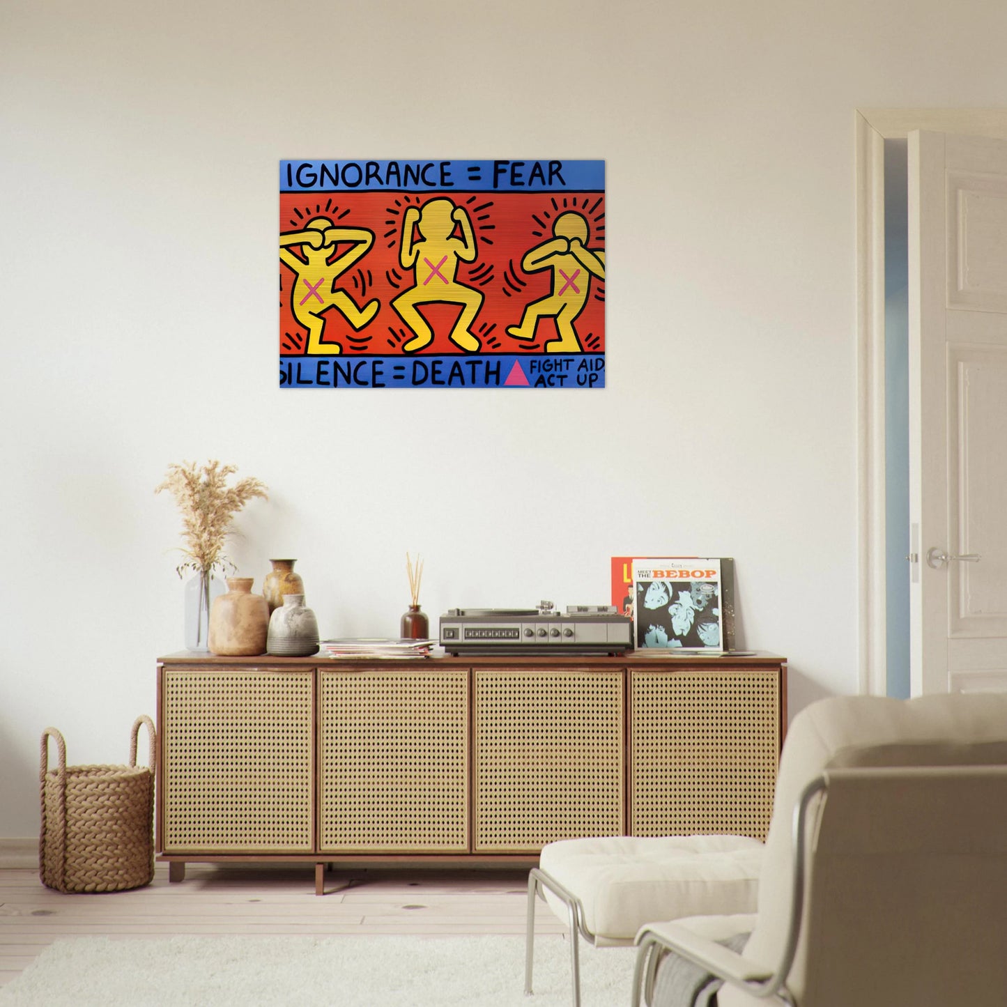 IGNORANCE FEAR 1989 - Keith Haring Brushed Aluminum Print - 70x100 cm / 28x40 inches | Keith Haring Aluminum Print | Keith Haring Prints