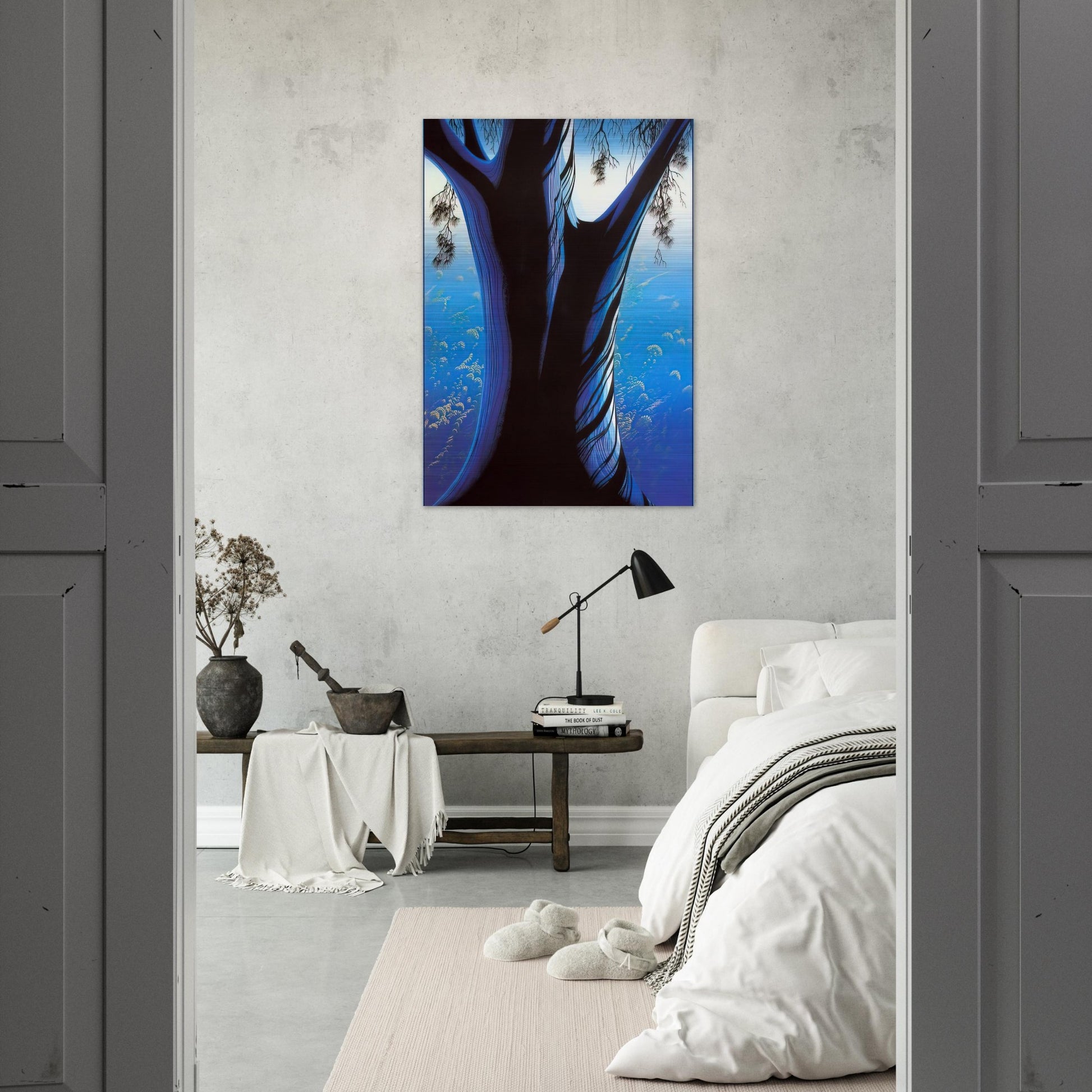 Blue Pine - Eyvind Earle Brushed Aluminum Print - 70x100 cm / 28x40 inches | Eyvind Earle Aluminum Print | Eyvind Earle Prints