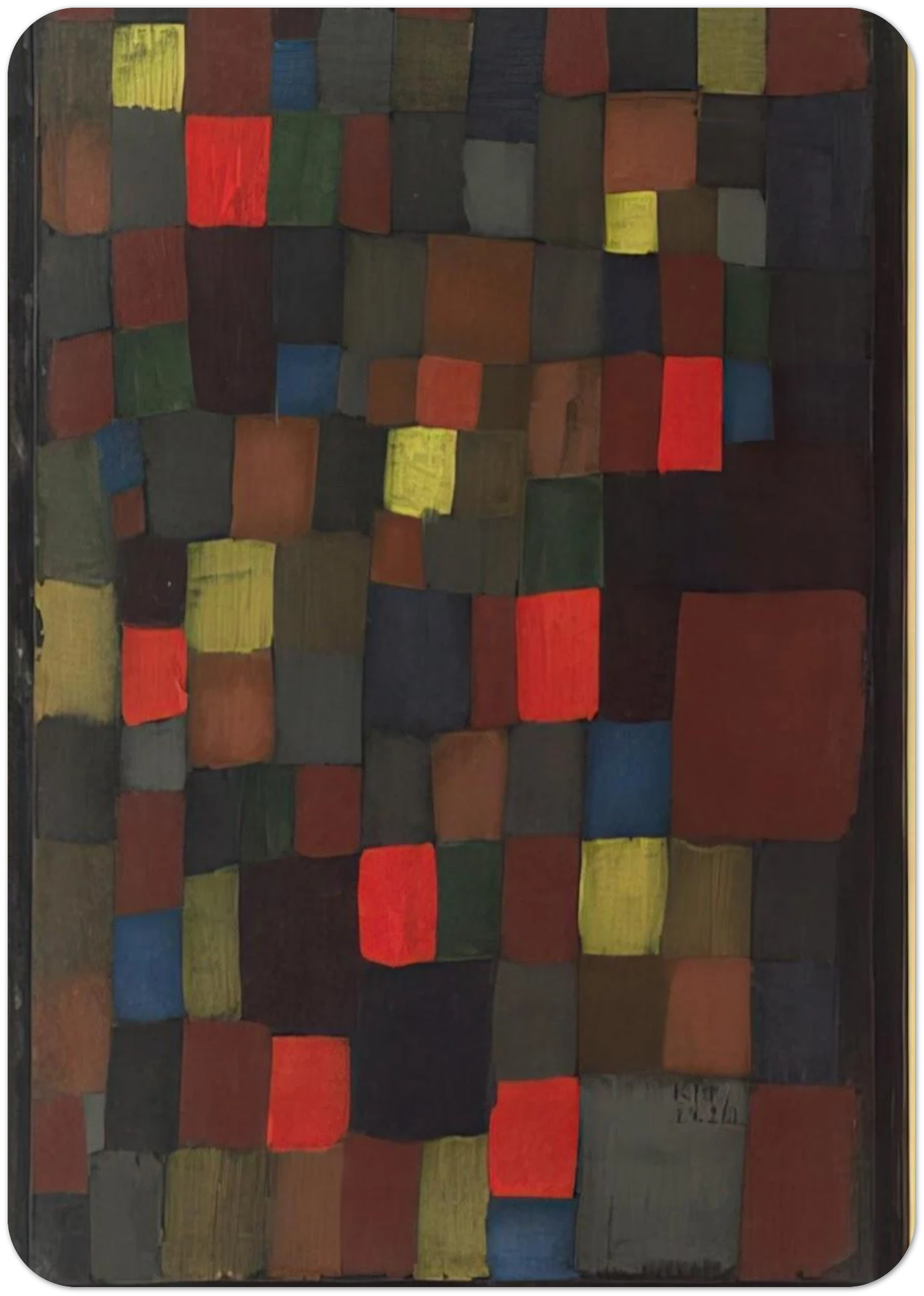 ABSTRACT COLOUR HARMONY IN SQUARES WITH VERMILLION ACCENTS 1924 By Paul Klee Pack of 10 Post Cards | Paul Klee Post Cards | A6 (10.5 x 14.8 cm) - 4.1 x 5.8 inches