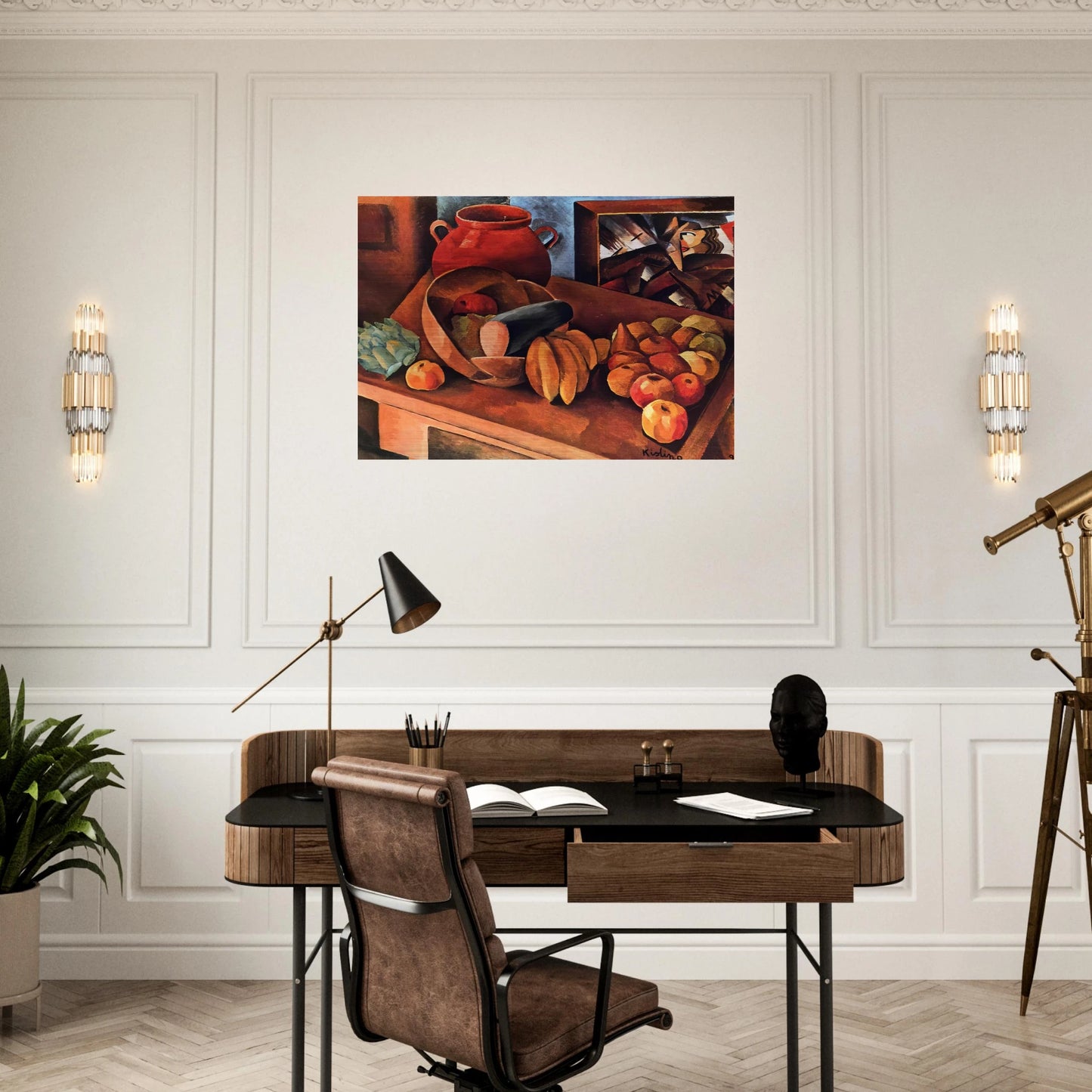 STILL LIFE WITH FRUIT 1913 - Moise Kisling Brushed Aluminum Print - 70x100 cm / 28x40 inches | Moise Kisling Aluminum Print | Moise Kisling Prints