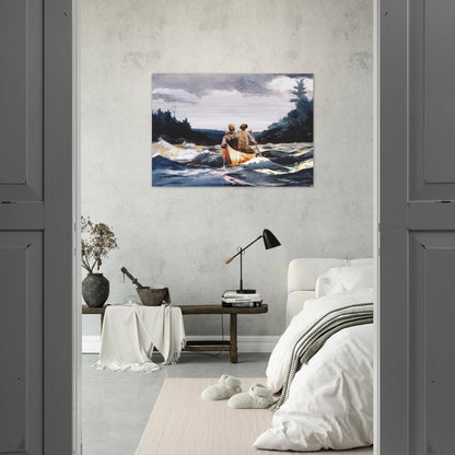 CANOE IN THE RAPIDS - Winslow Homer Brushed Aluminum Print - 70x100 cm / 28x40 inches | Winslow Homer Aluminum Print | Winslow Homer Prints
