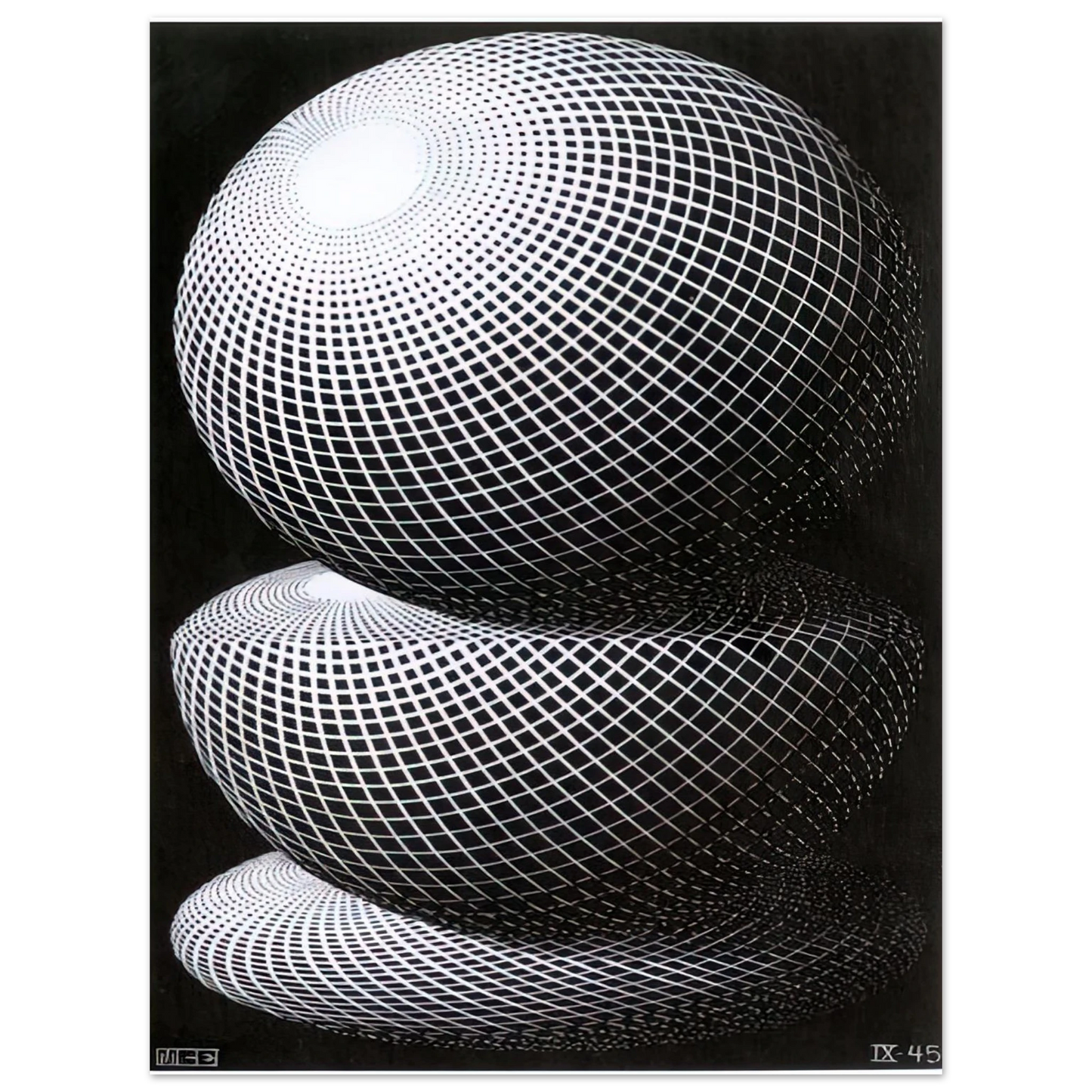 MC Escher - THREE SPHERES I SCHEME Wall Art - 21x29.7 cm / 8x12" - Fine Art Poster-canvas - -