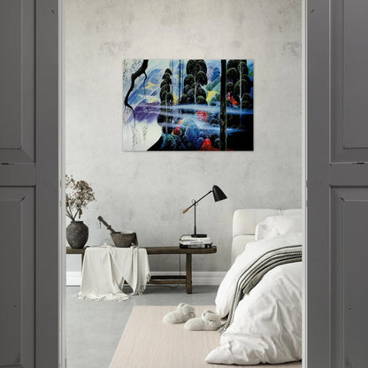 Along the Coast - Eyvind Earle Brushed Aluminum Print - 70x100 cm / 28x40 inches | Eyvind Earle Aluminum Print | Eyvind Earle Prints