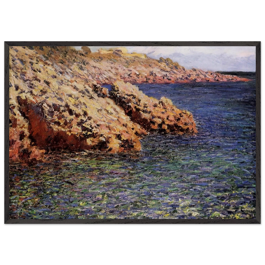 Rocks on the Mediterranean Coast - claude monet 70x100 cm / 28x40 inches Framed Art Print – Black Wooden Frame