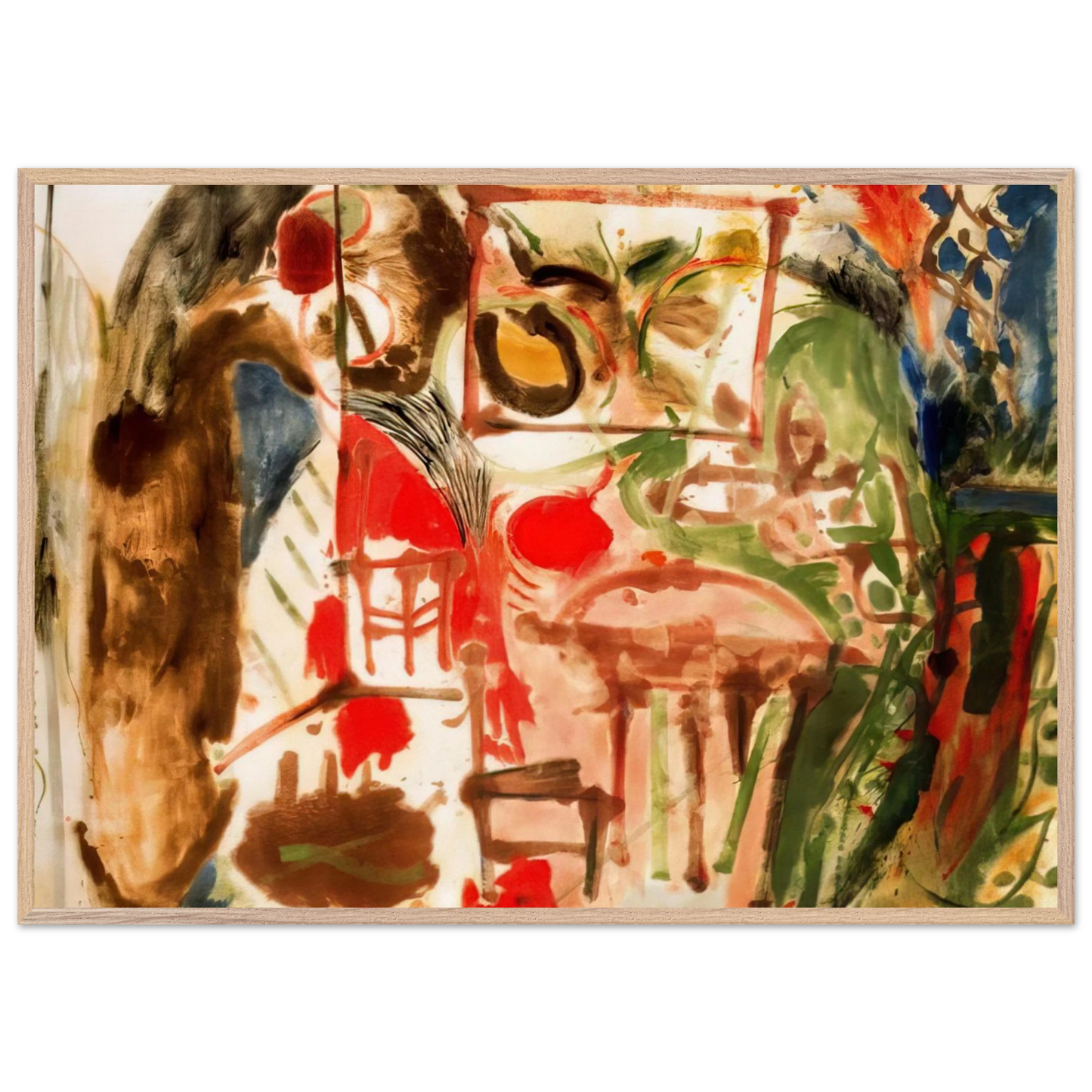 Helen Frankenthaler - Interior - 1957 Wall art - A2 (42 x 59.4  cm) - Premium Wooden Framed Poster With Fine Art Paper-canvas - White frame
