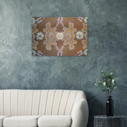 Men's Dreaming - 1994 - Clifford Possum Tjapaltjarri Brushed Aluminum Print - 70x100 cm / 28x40 inches | Clifford Possum Tjapaltjarri Aluminum Print | Clifford Possum Tjapaltjarri Prints