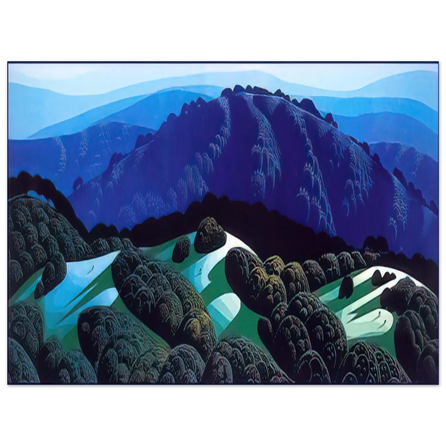 Eyvind Earle - Three Fields and a Mountain  75x100 cm / 30x40inches Fine Art Poster