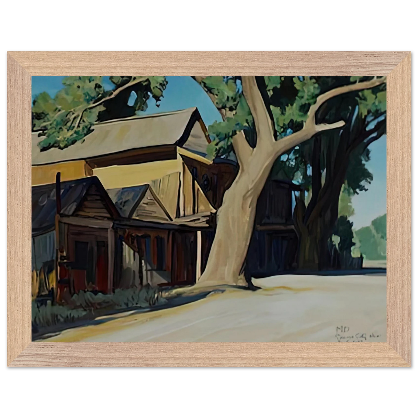 Maynard Dixon - OLD CHINATOWN CARSON CITY NEVADA 1937 Wall art - 30x40 cm / 12x16 inches - Premium Wooden Framed Poster With Fine Art Paper-canvas - White frame
