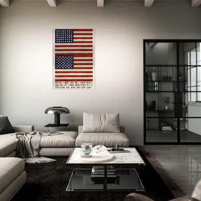 TWO FLAGS WHITNEY ANNIVERSARY ULAE 207 1980 - Jasper Johns Brushed Aluminum Print - 70x100 cm / 28x40 inches | Jasper Johns Aluminum Print | Jasper Johns Prints