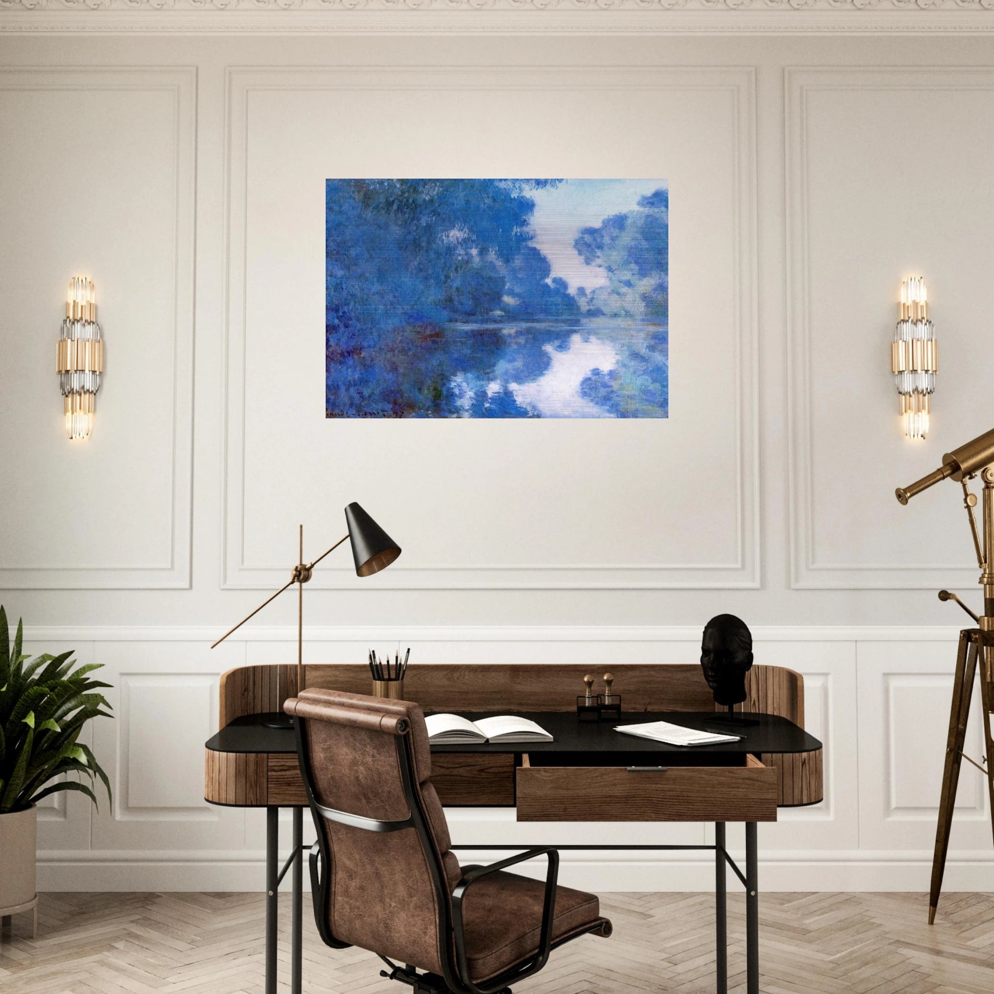 Morning on the Seine - claude monet Brushed Aluminum Print - 70x100 cm / 28x40 inches | claude monet Aluminum Print | claude monet Prints