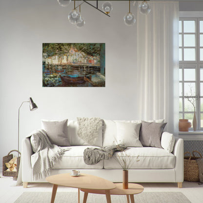 VIEW OF CADAQUES FROM PLAYA POAL - Salvador Dali Brushed Aluminum Print - 70x100 cm / 28x40 inches | Salvador Dali Aluminum Print | Salvador Dali Prints