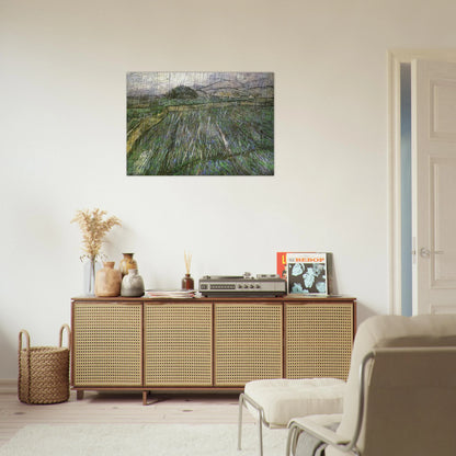 Wheat Field in Rain - Vincent van Gogh Brushed Aluminum Print - 70x100 cm / 28x40 inches | Vincent van Gogh Aluminum Print | Vincent van Gogh Prints