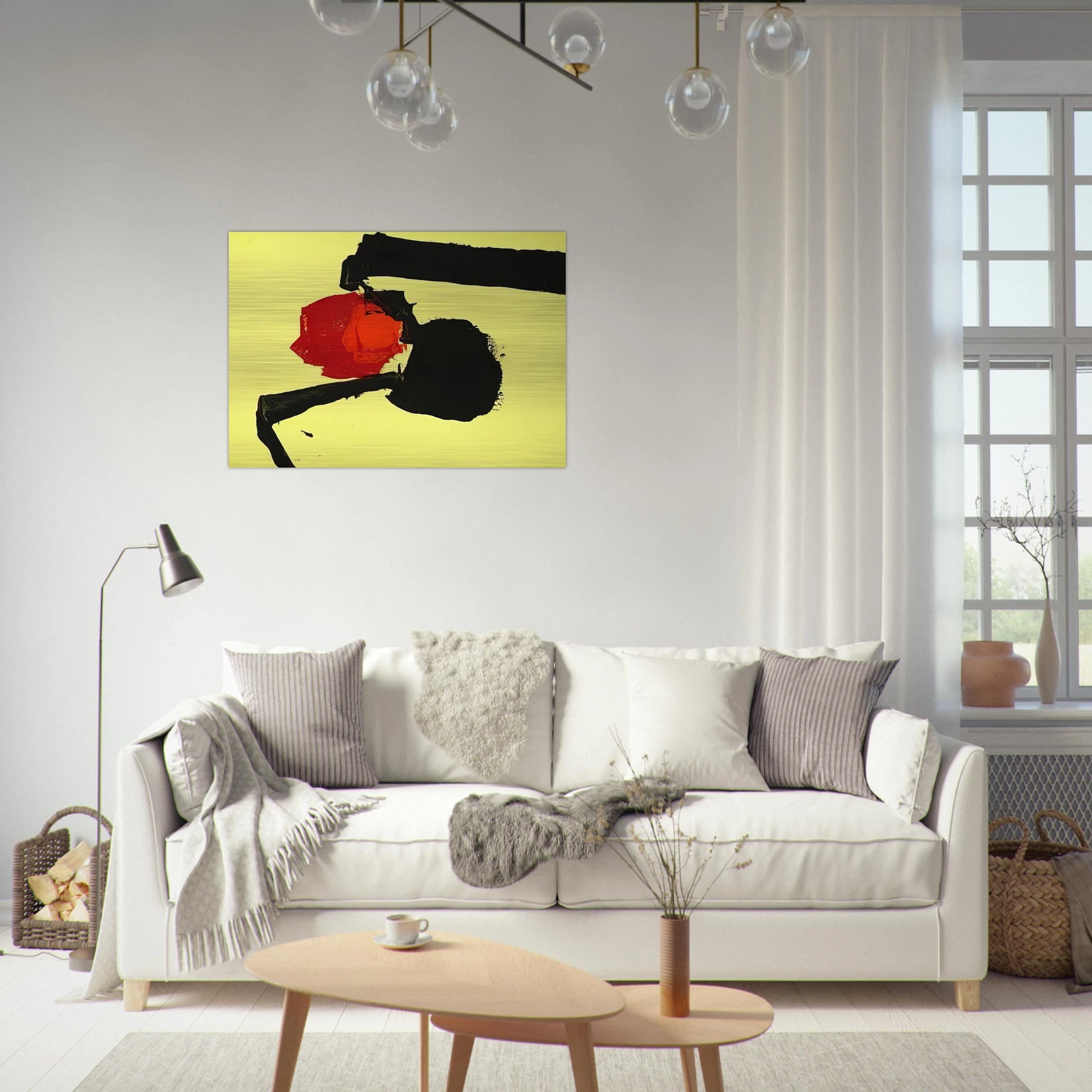 UNTITLED ABSTRACT IN YELLOW BLACK AND RED 1967 - Luis Feito Brushed Aluminum Print - 70x100 cm / 28x40 inches | Luis Feito Aluminum Print | Luis Feito Prints