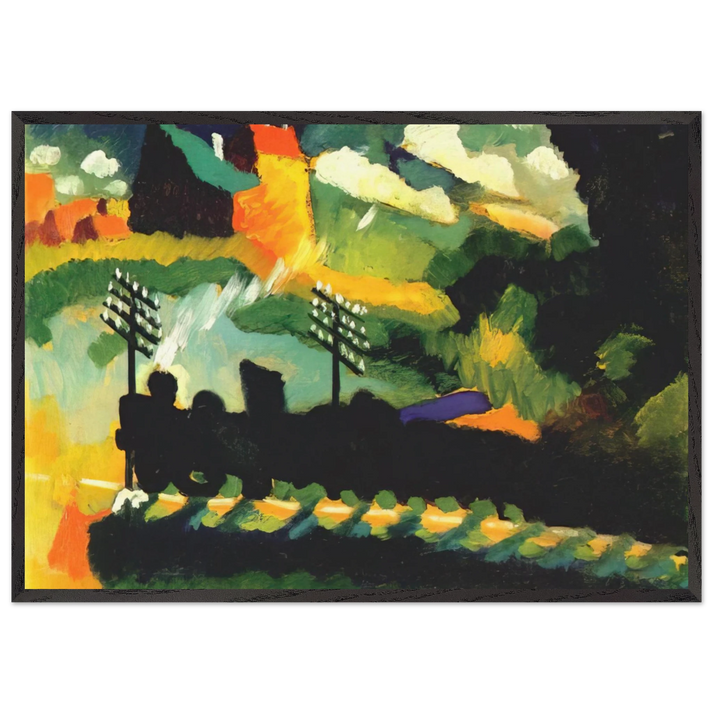 MURNAU VIEW WITH RAILWAY AND CASTLE 1909 - Wassily Kandinsky 70x100 cm / 28x40 inches Framed Art Print – Black Wooden Frame
