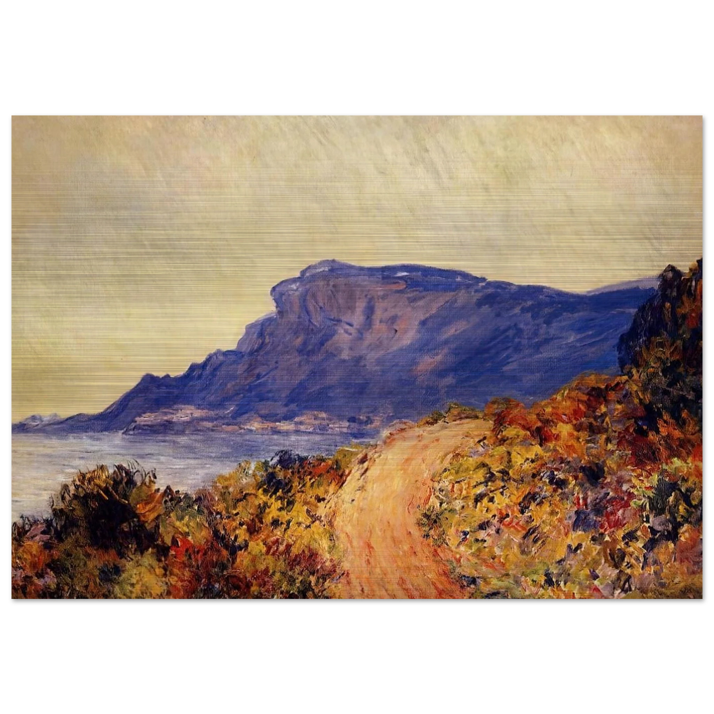The Red Road at Cap Martin, near Menton - claude monet Brushed Aluminum Print - 70x100 cm / 28x40 inches | claude monet Aluminum Print | claude monet Prints