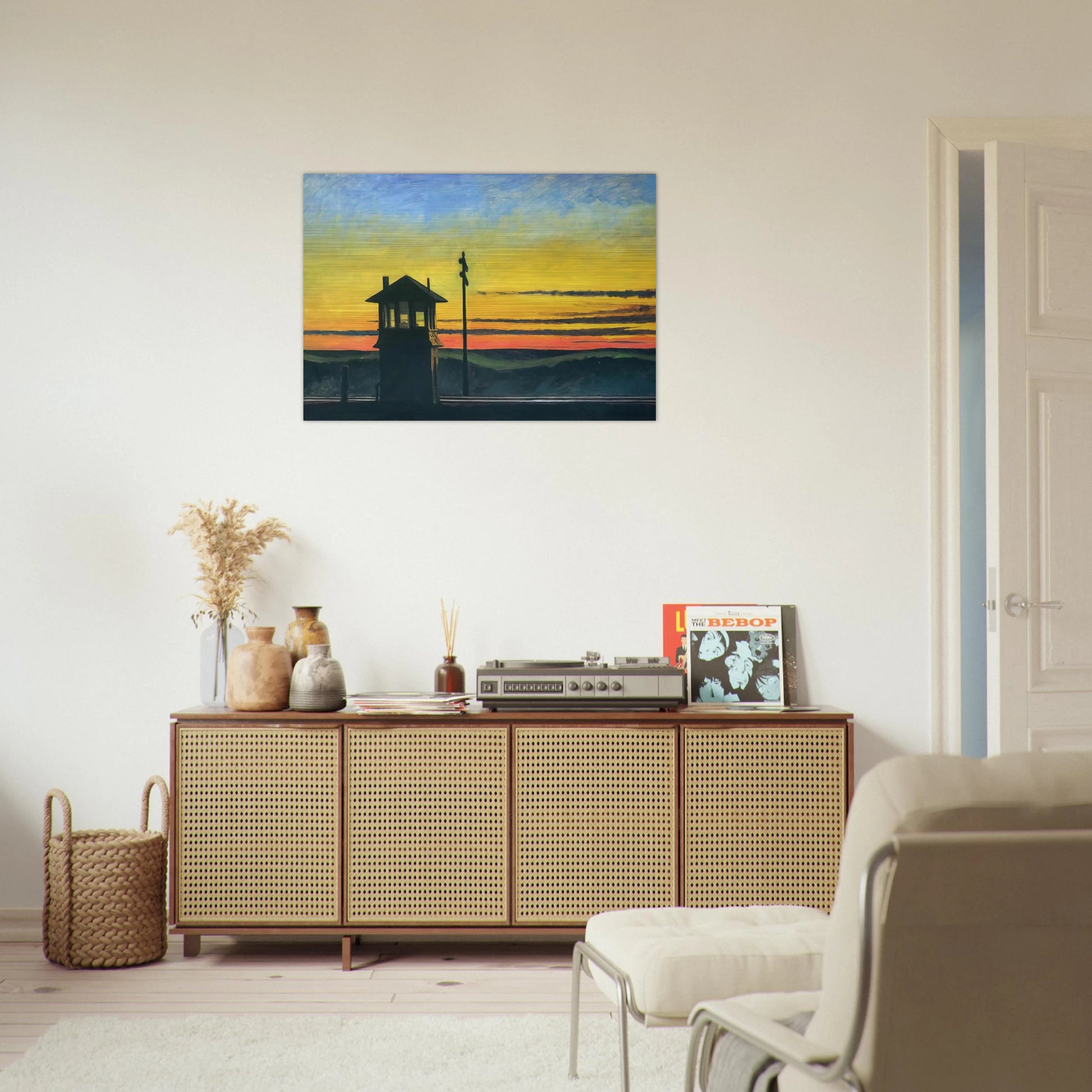 Railroad Sunset - Edward Hopper Brushed Aluminum Print - 70x100 cm / 28x40 inches | Edward Hopper Aluminum Print | Edward Hopper Prints