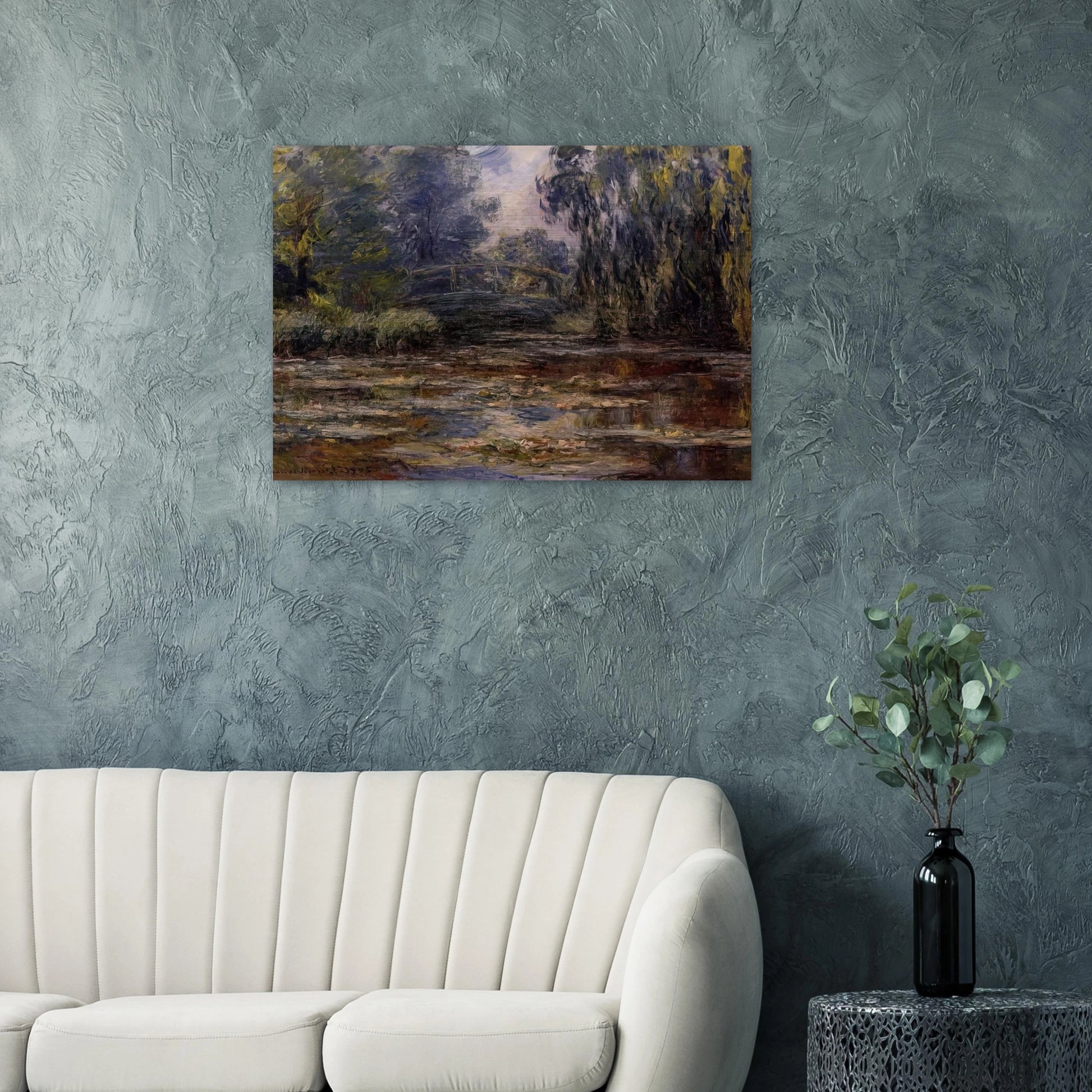 The Water Lily Pond and Bridge - claude monet Brushed Aluminum Print - 70x100 cm / 28x40 inches | claude monet Aluminum Print | claude monet Prints