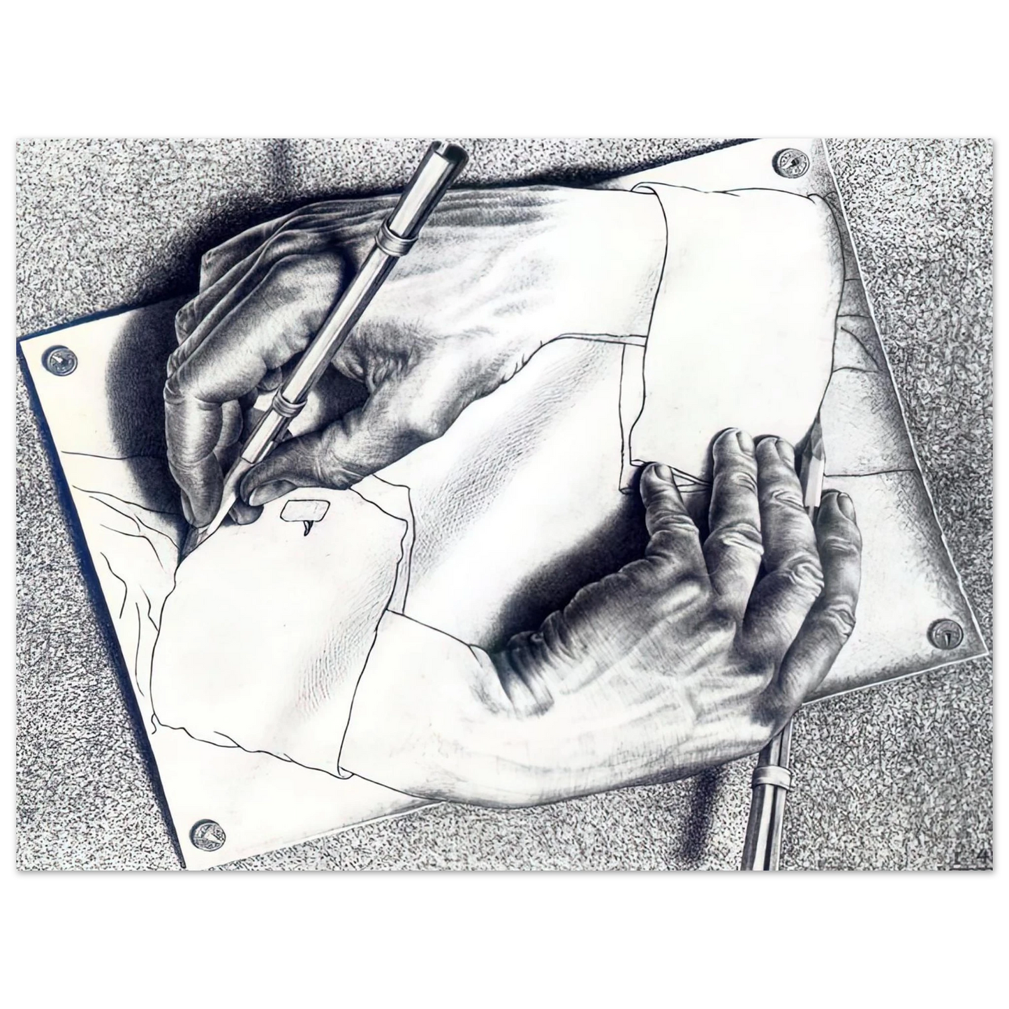 MC Escher - DRAWING HANDS Wall Art - 30x40 cm / 12x16 inches - Fine Art Poster-canvas - -