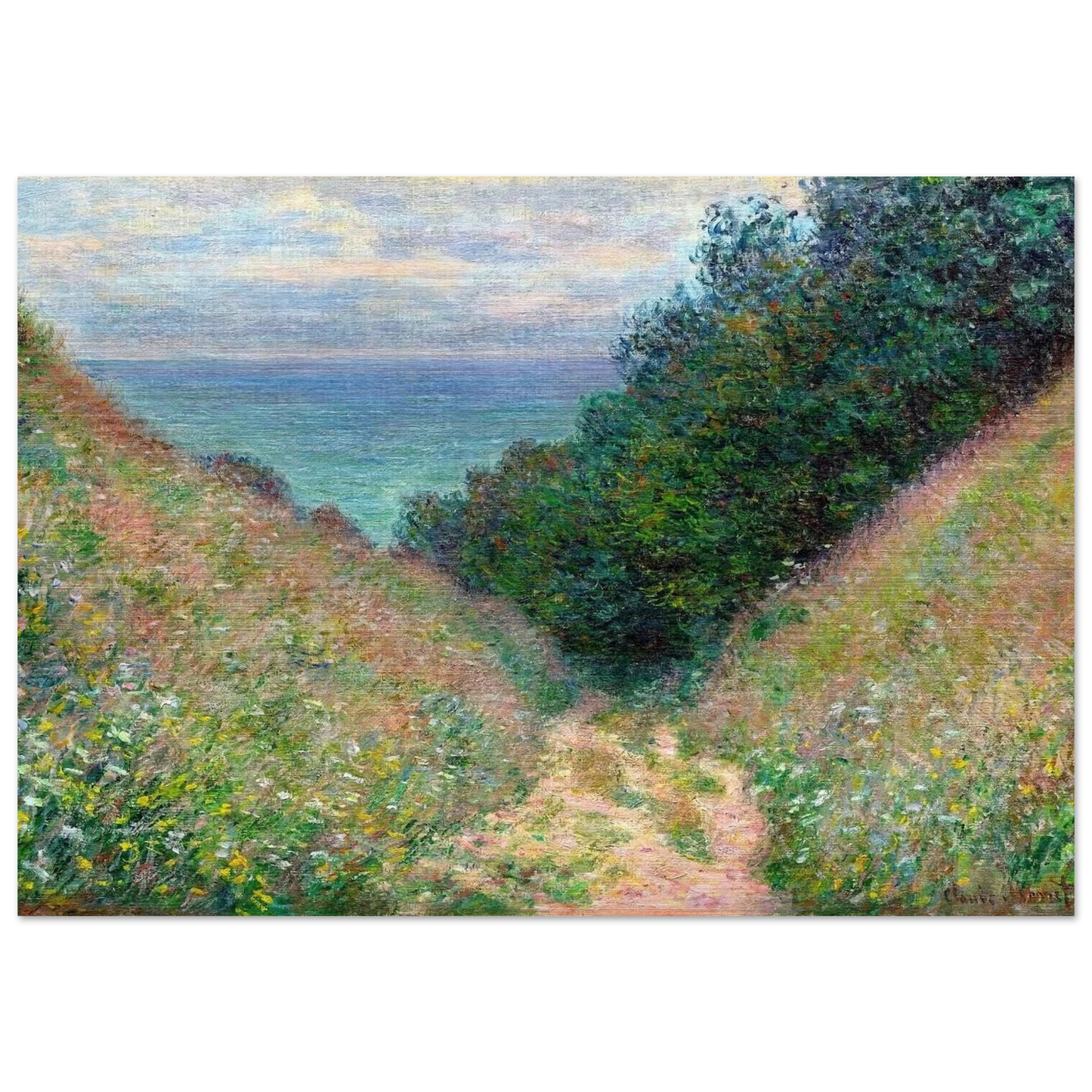 Path at La Cavee, Pourville - claude monet Brushed Aluminum Print - 70x100 cm / 28x40 inches | claude monet Aluminum Print | claude monet Prints