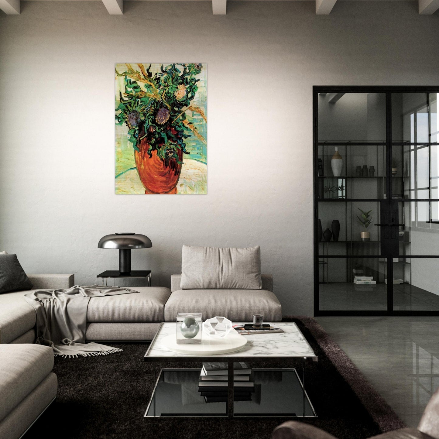 Still Life with Thistles - Vincent van Gogh Brushed Aluminum Print - 70x100 cm / 28x40 inches | Vincent van Gogh Aluminum Print | Vincent van Gogh Prints