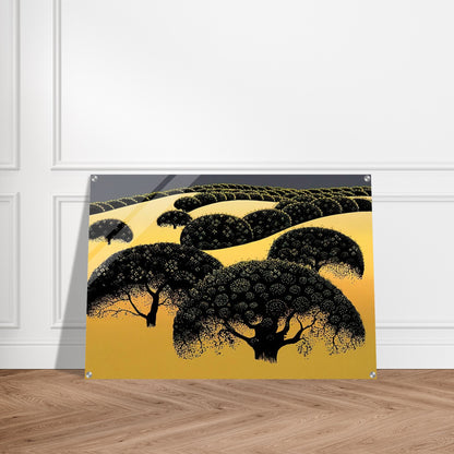 Santa Ynez Oaks - Eyvind Earle Acrylic Print - 70x100 cm / 28x40″ inches