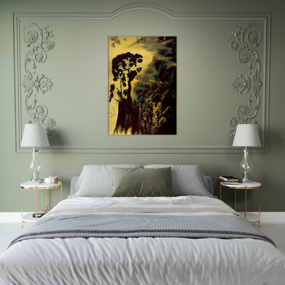 Sunset Silhouette - Eyvind Earle Brushed Aluminum Print - 70x100 cm / 28x40 inches | Eyvind Earle Aluminum Print | Eyvind Earle Prints