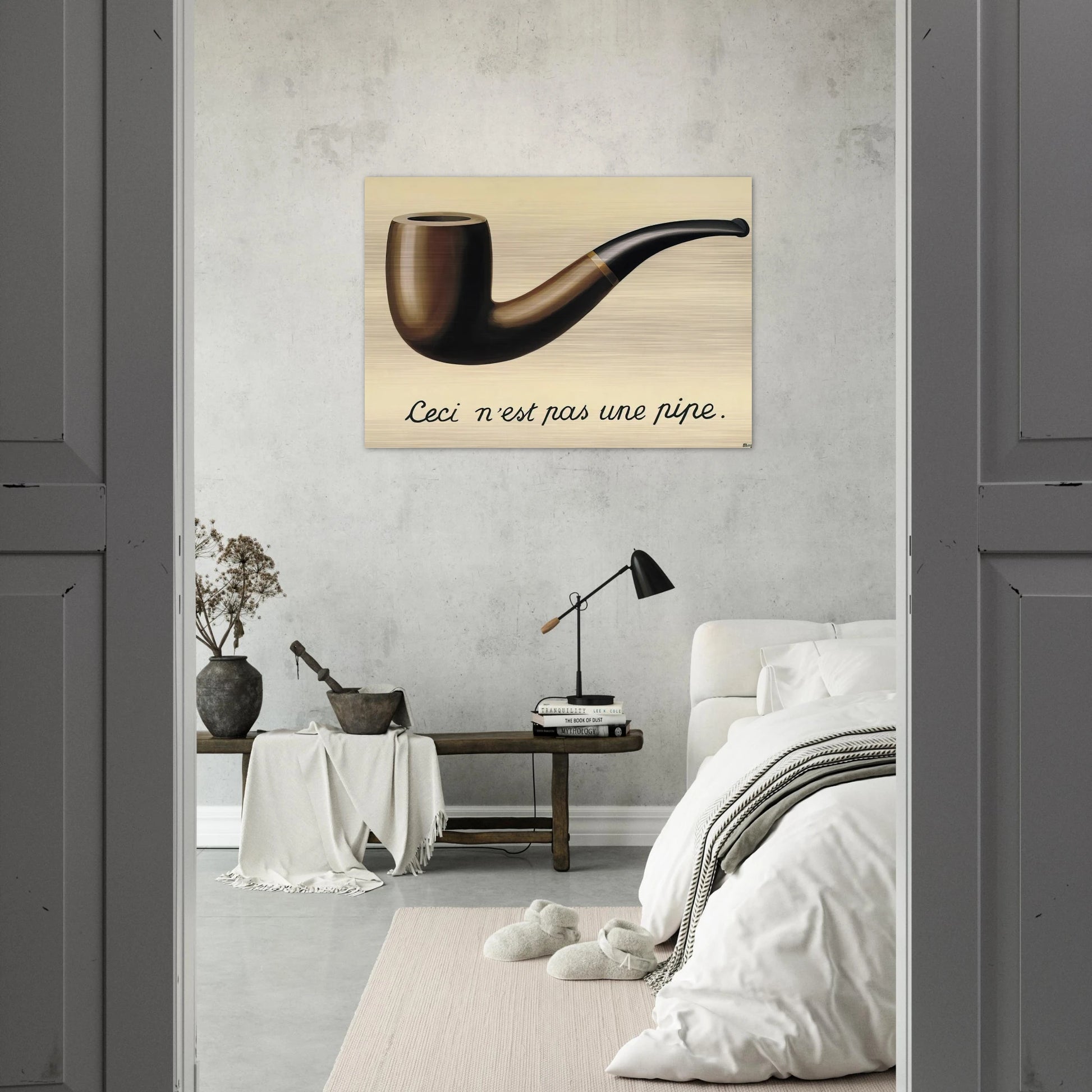 THE TREACHERY OF IMAGES THIS IS NOT A PIPE 1948 - Rene Magritte Brushed Aluminum Print - 70x100 cm / 28x40 inches | Rene Magritte Aluminum Print | Rene Magritte Prints